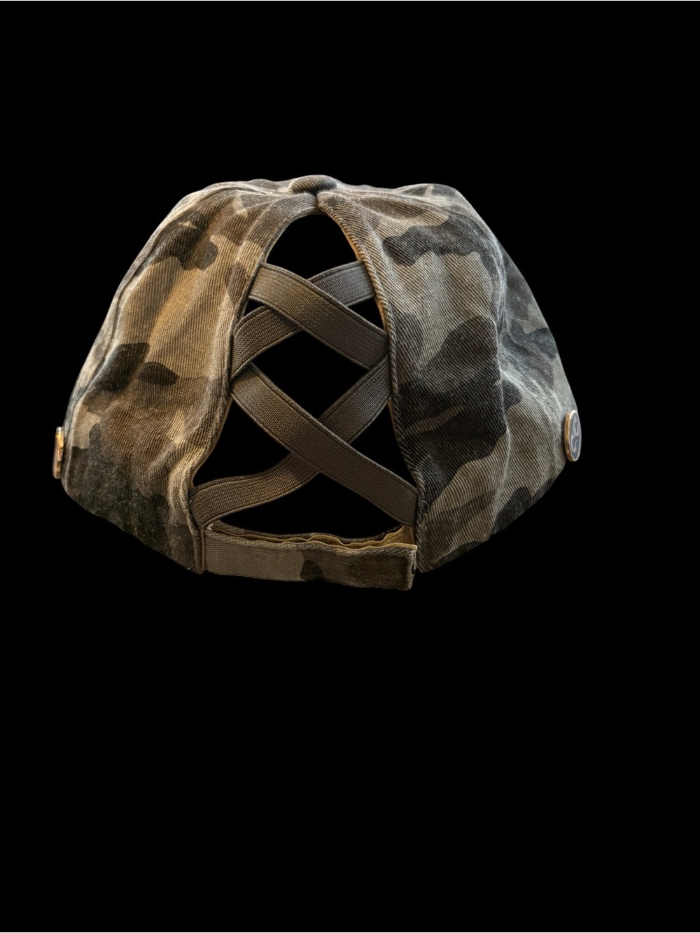 C.C Olive and Black Camo Baseball Hat with Metal Logo - Picture 2 of 3